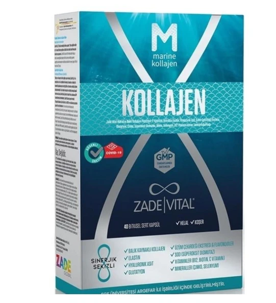 Zade Vital Kollagen Takviye Edici Gıda 40 Bitkisel Sert Kapsül ürün görseli 1