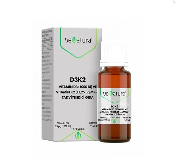 VeNatura D3K2 (11,25 mcg) Takviye Edici Gıda 20 ml ürün görseli 1