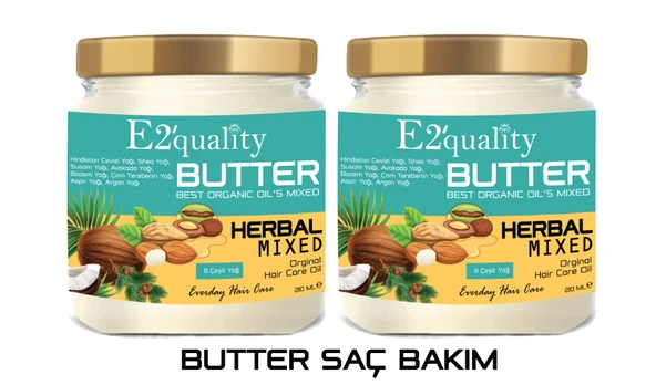 E2'quality Butter Saç Bakım Yağı İkili Paket 210 ml x 2 Adet ürün görseli 1