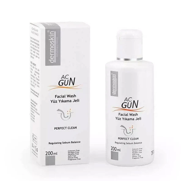 Dermoskin Acgun Yüz Yıkama Jeli 200 ML - Diş Beyazlatıcı Köpük Hediye ürün görseli 1