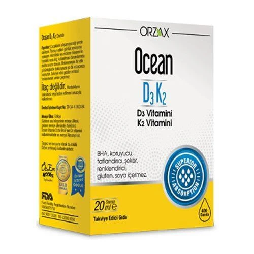 Orzax Ocean D3K2 Vitamin Damla 20 ml ürün görseli 1