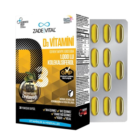 Zade Vital Vitamin D3 30 Yumuşak Kapsül ürün görseli 1