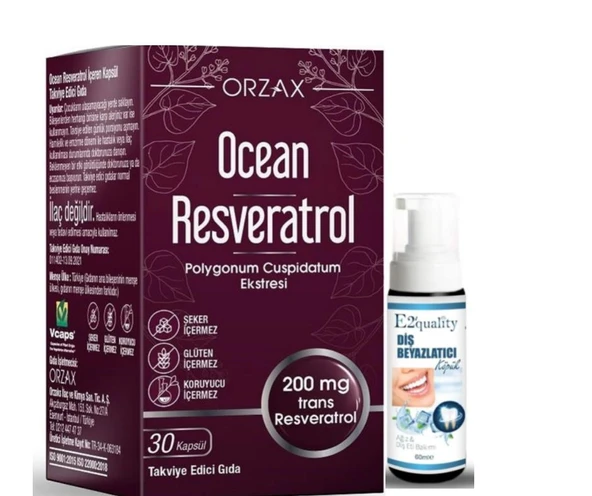 Orzax Ocean Resveratrol Takviye Edici Gıda 30 Kapsül - Diş Beyazlatıcı Köpük Hediye ürün görseli 1