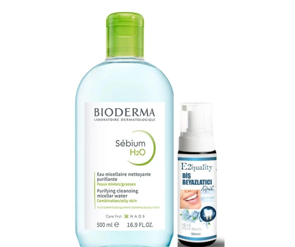 Bioderma Sebium H2O Yüz ve Makyaj Temizleme Suyu 500 ml- Diş Beyazlatıcı Köpük Hediye ürün görseli 1