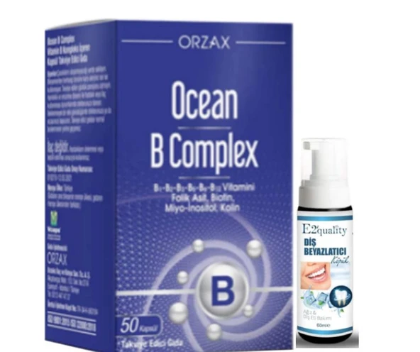 Orzax Ocean B Complex Takviye Edici Gıda 50 Kapsül - Diş Beyazlatıcı Köpük Hediye ürün görseli 1