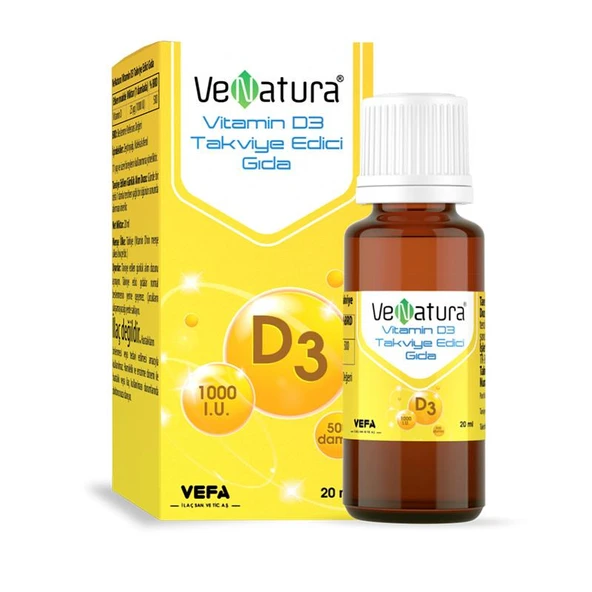 VeNatura Vitamin D3 Takviye Edici Gıda 20 ml Damla ürün görseli 1
