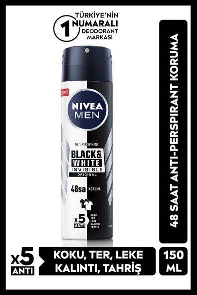 Nivea Erkek Deodorant Black&White Original Anti-Perspirant Koruma 150 ml ürün görseli 1