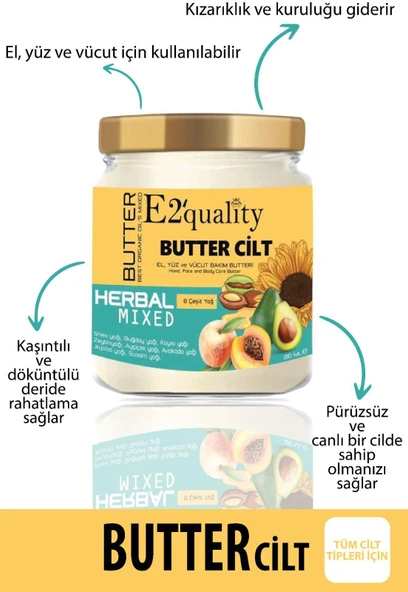 E2'quality Butter Cilt Bakım Yağı 210 ml - Resim 5