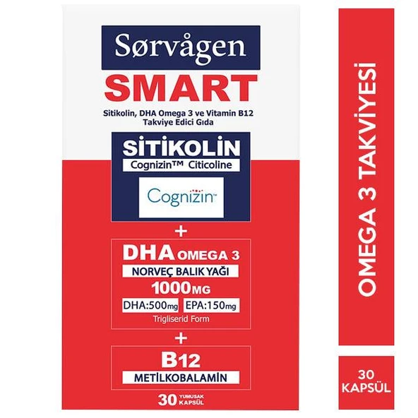 Sorvagen Smart Sitikolin DHA Omega 3 30 Kapsül ürün görseli 1