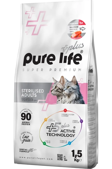 PureLife Plus Somonlu Kısırlaştırılmış Yetişkin Kedi Maması 1.5 Kg ürün görseli 1