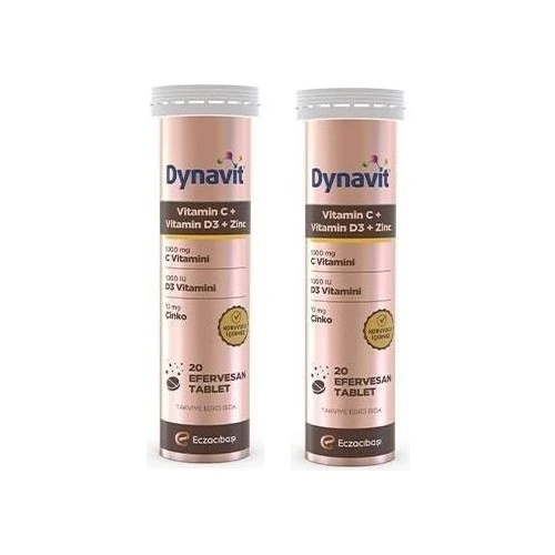 Dynavit Vitamin C + Vitamin D3 + Zinc Efervesan 20 Tablet 2 Adet ürün görseli 1