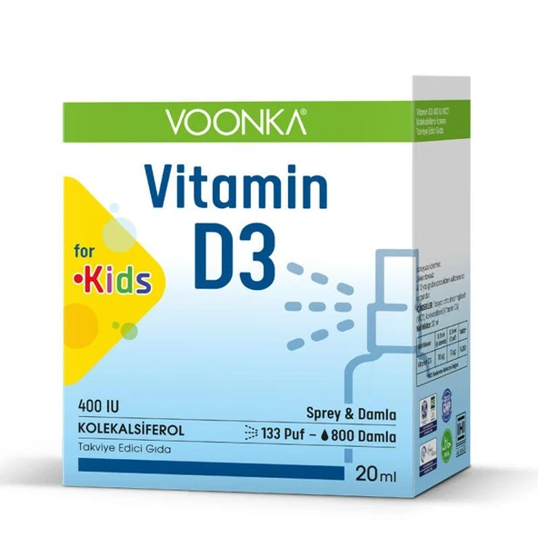 Voonka Vitamin D3 Kids Sprey 20 ML Çocuklar İçin D3 Vitamini - Diş Beyazlatıcı Köpük Hediye ürün görseli 1