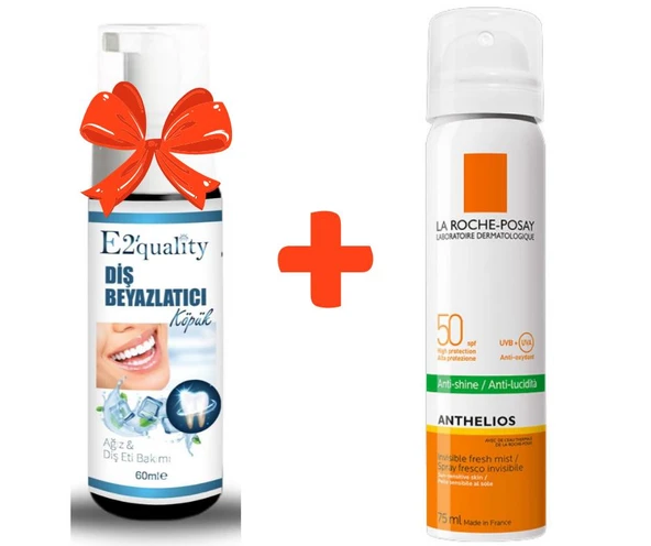 E2'quality Diş Beyazlatıcı Köpük + La Roche Posay Anthelios Anti Shine Mist Spf 50 75 ML Güneş Kremi ürün görseli 1