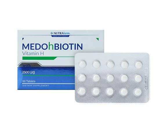 Dermoskin Medohbiotin Biotin 2,5 mg 60 Tablet Biotin Takviyesi - Diş Beyazlatıcı Köpük Hediye ürün görseli 1