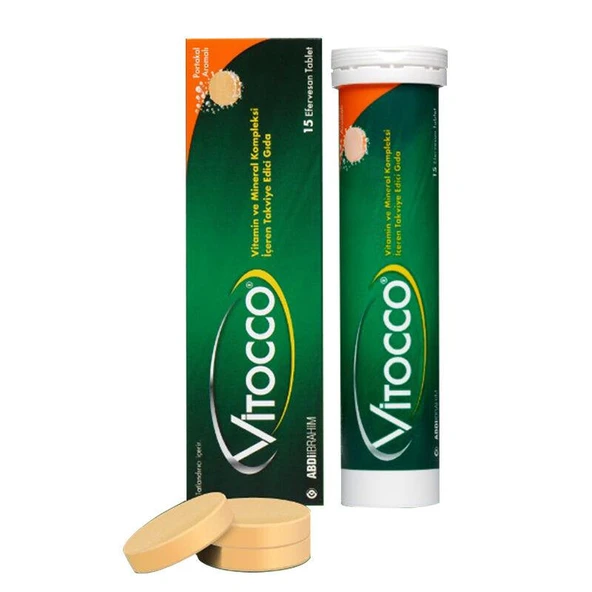 Vitocco Vitamin Mineral İçeren Takviye Edici Gıda 15 Efervesan Tablet - Diş Beyazlatıcı Köpük Hediye ürün görseli 1