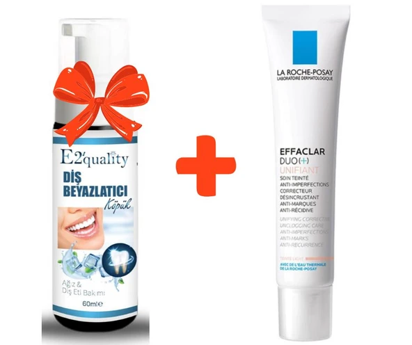 E2'quality Diş Beyazlatıcı Köpük + La Roche Posay Effaclar Duo Unifiant 40 ML Renkli Nemlendirici Bakım Kremi ürün görseli 1