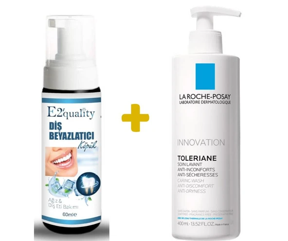 E2'quality Diş Beyazlatıcı Köpük + La Roche Posay Toleriane Caring Wash 400 ml Hassas Ciltler İçin Temizleyici ürün görseli 1
