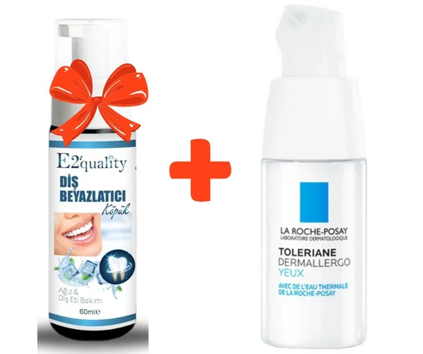 E2'quality Diş Beyazlatıcı Köpük + La Roche Posay Toleriane Dermallergo Yeux 20 ML Nemlendirici Göz Bakım Kremi ürün görseli 1