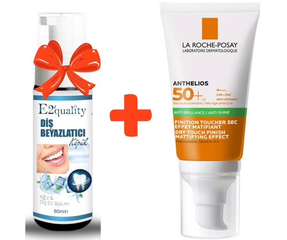 E2'quality Diş Beyazlatıcı Köpük + La Roche Posay Anthelios Dry Touch Spf 50 50 ML Güneş Kremi ürün görseli 1
