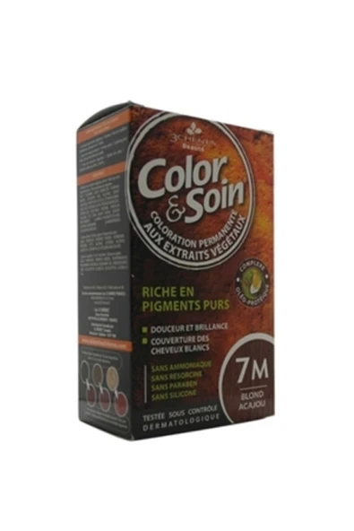 Color And Soin Tamamen Bitkisel Organik Saç Boyası 7m Maun Sarısı ürün görseli 1