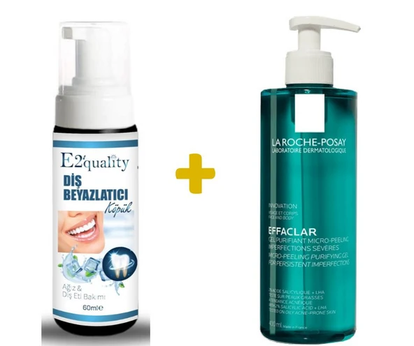 E2'quality Diş Beyazlatıcı Köpük + La Roche Posay Effaclar Mikro Peeling Jel 400 ML ürün görseli 1