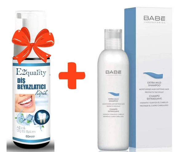 E2'quality Diş Beyazlatıcı Köpük + Babe Extra Mild Şampuan 250 ML Ekstra Yumuşak Şampuan ürün görseli 1