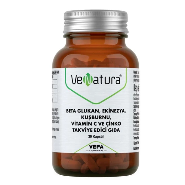 VeNatura Beta Glukan, Ekinezya, Kuşburnu, Vitamin C ve Çinko 30 Kapsül ürün görseli 1
