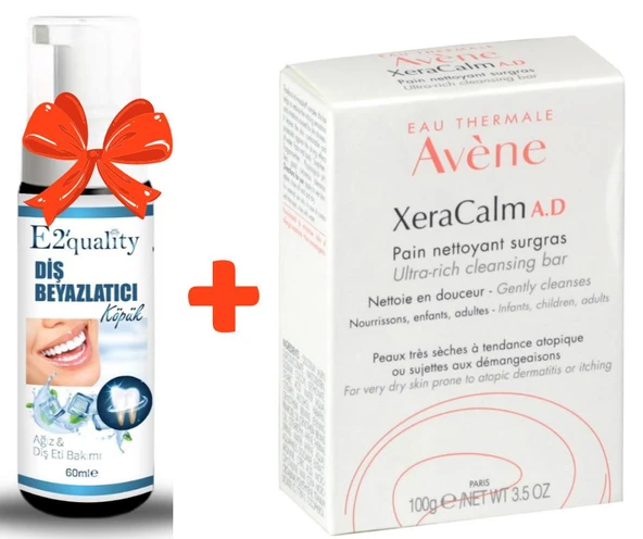 E2'quality Diş Beyazlatıcı Köpük + Avene Yüz ve Vücut Temizleyici Sabun 100 gr ürün görseli 1