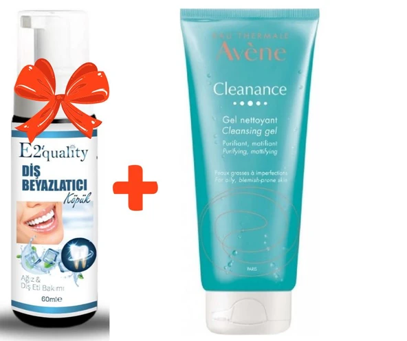 E2'quality Diş Beyazlatıcı Köpük + Avene Cleanance Karma ve Yağlı Ciltler İçin Temizleme Jeli 200 ml ürün görseli 1