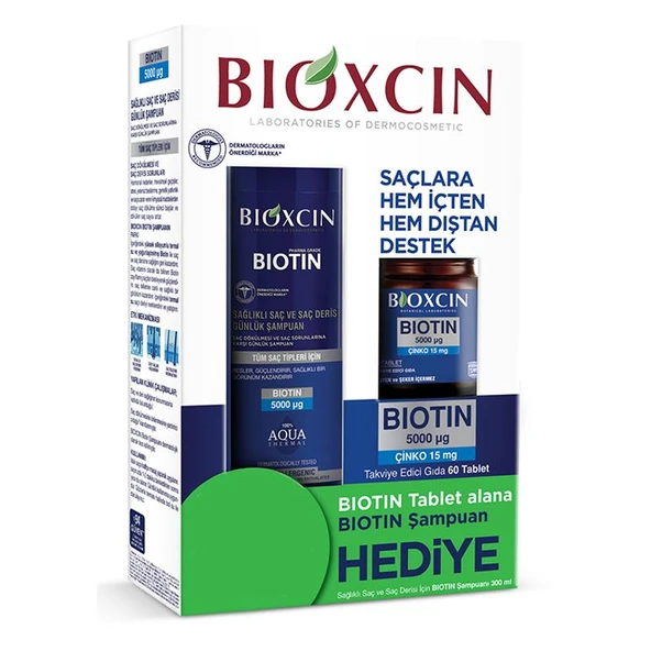 Bioxcin Biotin 5000 mg Çinko 15 mg ALANA Biotin Şampuan 300 ml HEDİYE ürün görseli 1