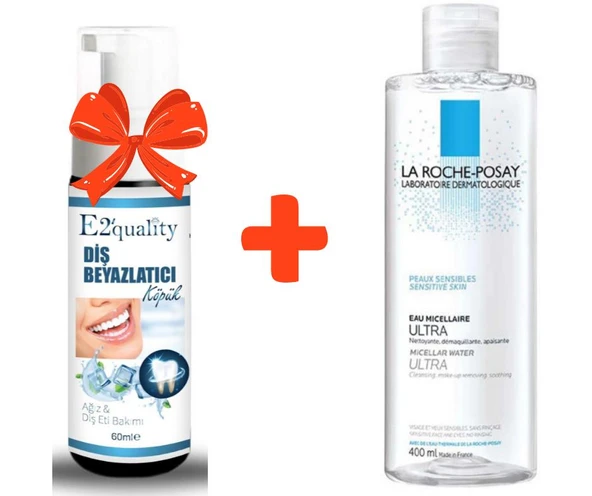 E2'quality Diş Beyazlatıcı Köpük + La Roche Posay Misel Su Ultra 400 ml Makyaj Temizleme Suyu ürün görseli 1