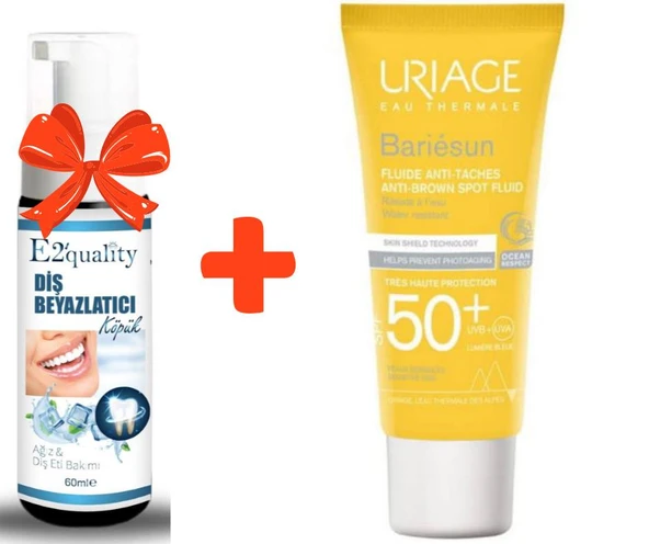 E2'quality Diş Beyazlatıcı Köpük + Uriage Bariesun Anti Brown Spot Fluid Spf 50 40 ML ürün görseli 1