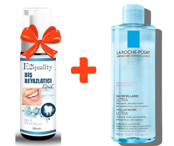 E2'quality Diş Beyazlatıcı Köpük + La Roche Posay Misel Su Ultra Reaktif 400 ml Makyaj Temizleme Suyu ürün görseli 1