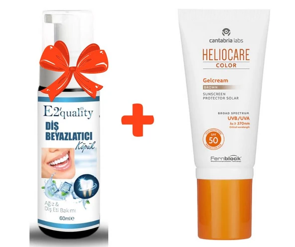 E2'quality Diş Beyazlatıcı Köpük + Heliocare Color Spf 50 Jel Brown 50 ML Renkli Güneş Kremi ürün görseli 1
