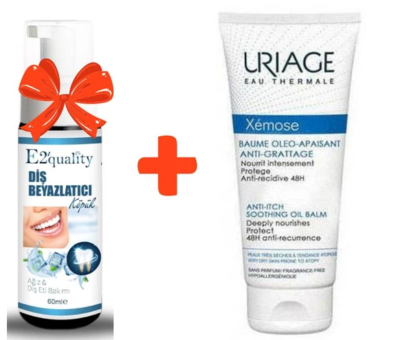 E2'quality Diş Beyazlatıcı Köpük + Uriage Xemose Anti Itch Soothing Oil Balm 200 ML Vücut Nemlndiricisi ürün görseli 1