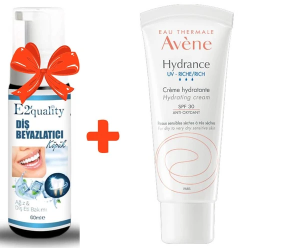 E2'quality Diş Beyazlatıcı Köpük + Avene Hydrance UV-Rich Nemlendirici Krem SPF 30 40 ml ürün görseli 1
