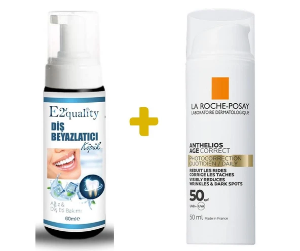 E2'quality Diş Beyazlatıcı Köpük + La Roche Posay Anthelios Age Correct SPF 50 50 ML Güneş Koruyucusu ürün görseli 1