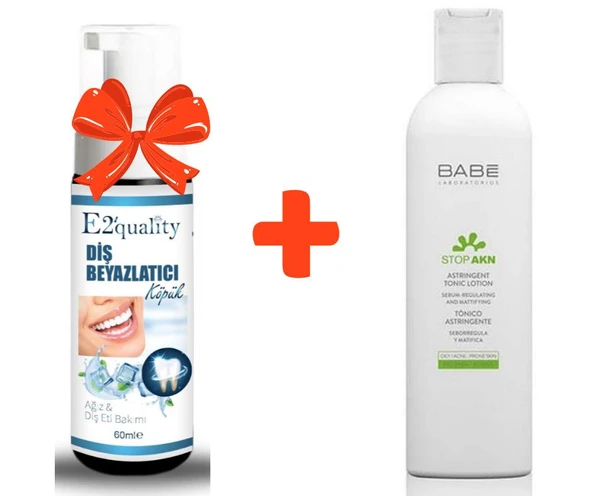 E2'quality Diş Beyazlatıcı Köpük + Babe Stop Akn Astrıngent Tonic Lotion 250 ML ürün görseli 1