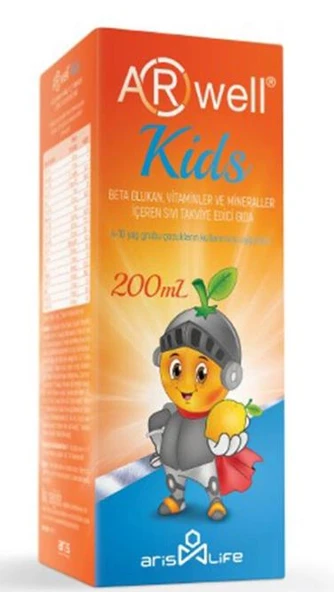 Arwell Kids Beta Glukan-Vitaminler ve Mineraller İçeren Sıvı Takviye Edici Gıda 200 ml ürün görseli 1