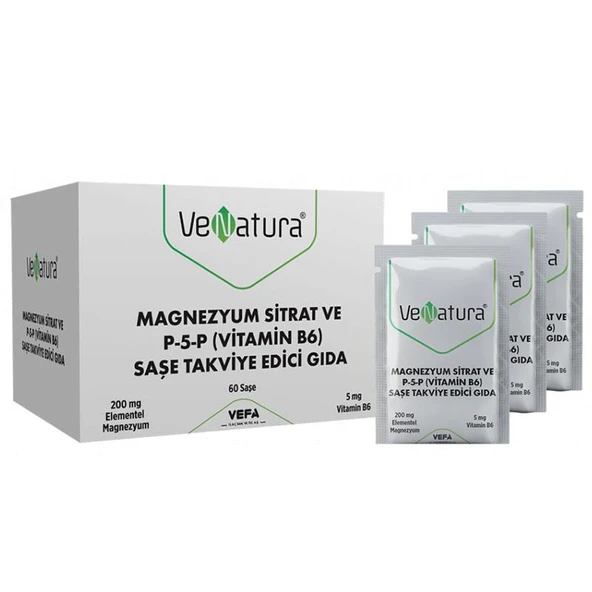 VeNatura Magnezyum Sitrat P-5-P Vitamin B6 60 Saşe ürün görseli 1