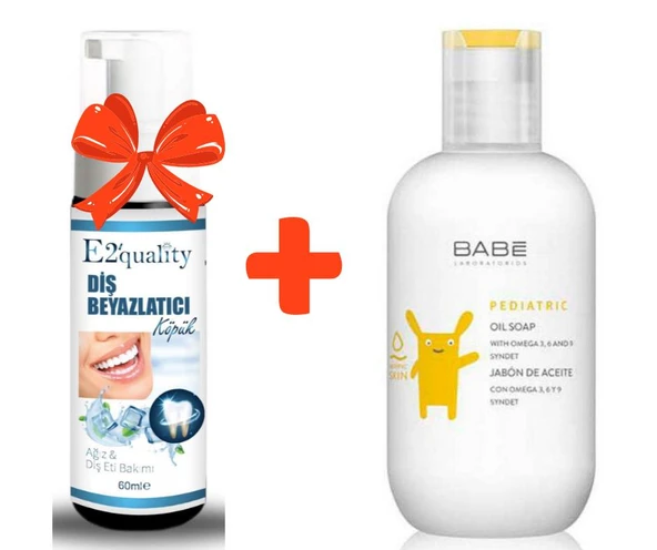 E2'quality Diş Beyazlatıcı Köpük + Babe Pediatrik Oil Soap 200 ML Atopik Çocuk Cildi İçin Duş Yağı ürün görseli 1