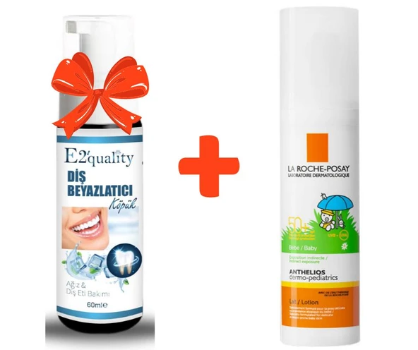 E2'quality Diş Beyazlatıcı Köpük + La Roche Posay Anthelios Dermo Pediatrics Lait Bebe SPF 50 50 ML Bebek Güneş Kremi ürün görseli 1