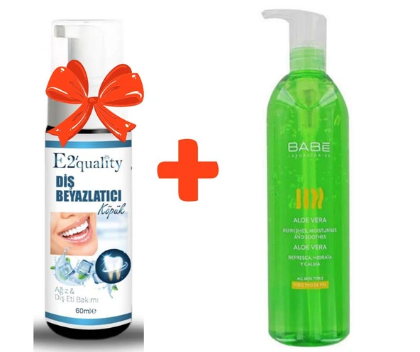 E2'quality Diş Beyazlatıcı Köpük + Babe Aloe Gel 300 ML Vücut Nemlendiricisi ürün görseli 1