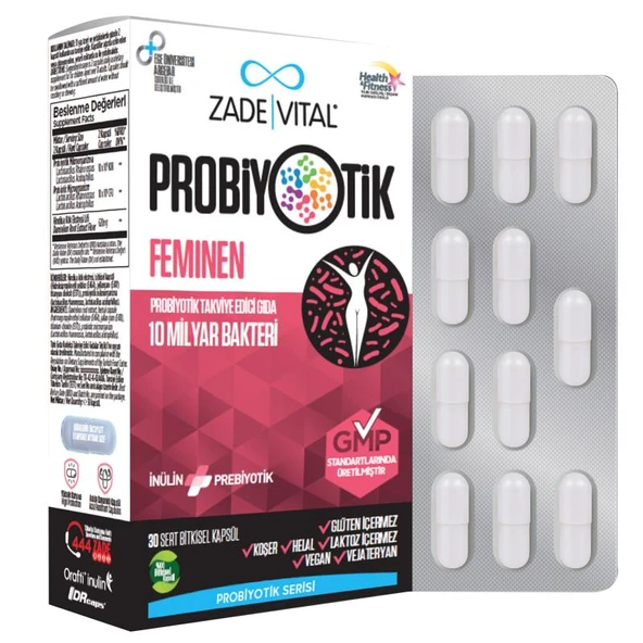 Zade Vital Feminen Probiyotik Takviye Edici Gıda 30 Kapsül ürün görseli 1