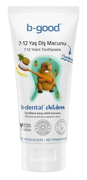 b-good b-dental 7-12 Yaş Çocuk Diş Macunu Florürsüz Ananas 50 ml ürün görseli 1