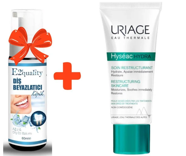 E2'quality Diş Beyazlatıcı Köpük + Uriage Hyseac R Restructuring Soothing Care 40 ML Nemlendirici Krem ürün görseli 1