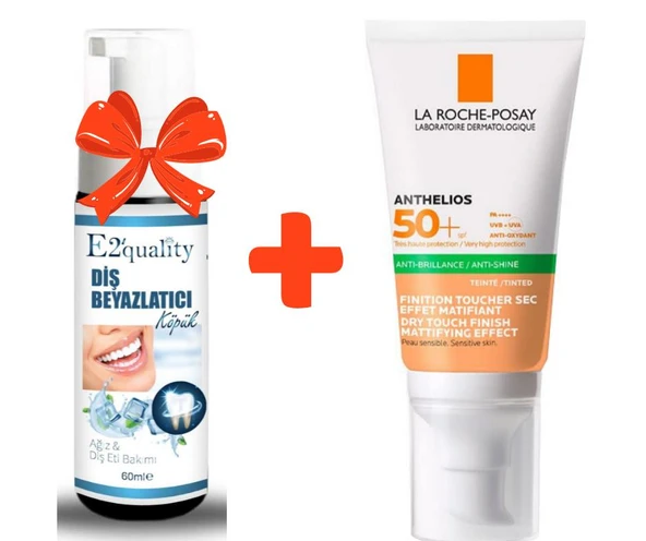 E2'quality Diş Beyazlatıcı Köpük + La Roche Posay Anthelios Dry Touch Tinted Spf 50 50 ML Renkli Güneş Kremi ürün görseli 1