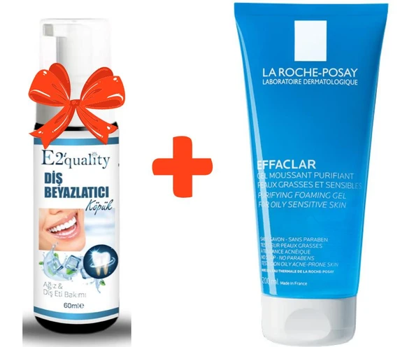 E2'quality Diş Beyazlatıcı Köpük + La Roche Posay Effaclar Jel 200 ML Yüz Temizleme Jeli ürün görseli 1