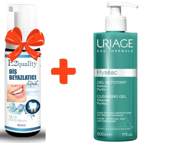 E2'quality Diş Beyazlatıcı Köpük + Uriage Hyseac Nettoyant Cleansing Gel 500 ML Temizleme Jeli ürün görseli 1