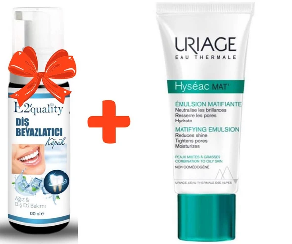E2'quality Diş Beyazlatıcı Köpük + Uriage Hyseac Mat 40 ML Matlaştıran Bakım Kremi ürün görseli 1